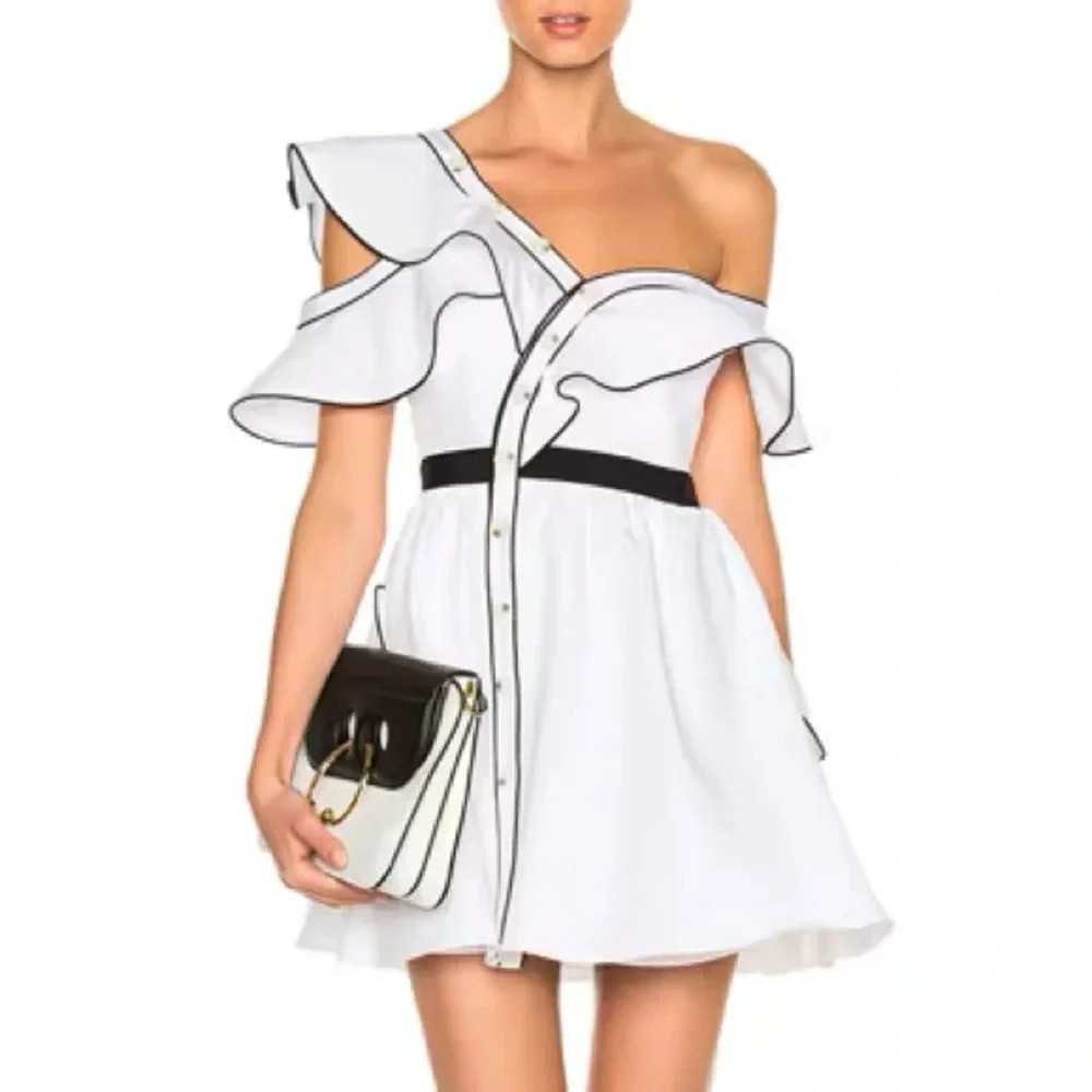 Self-Portrait White Ruffle Dress